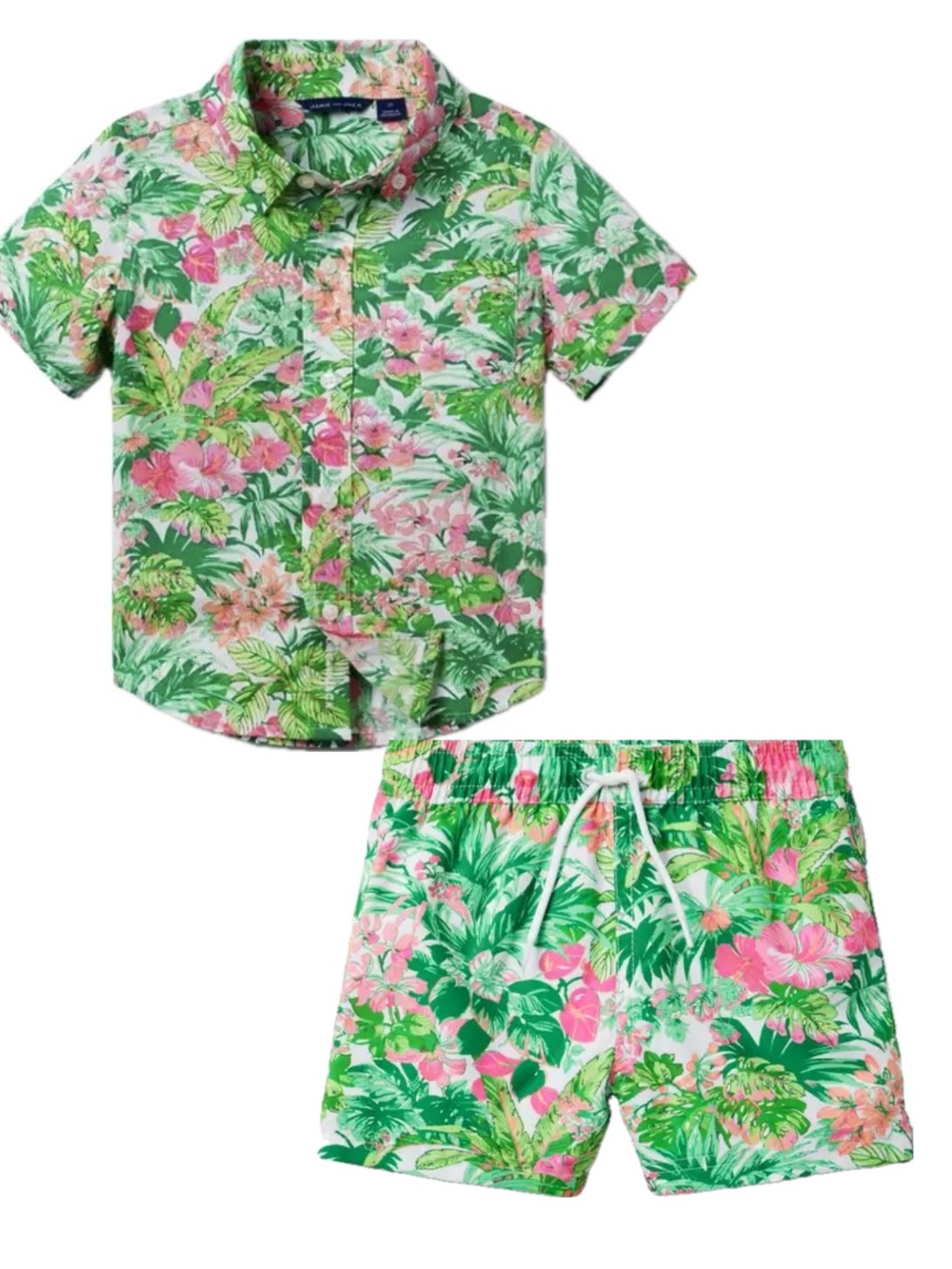 SET / Shirt + Swimsuit, floral pattern